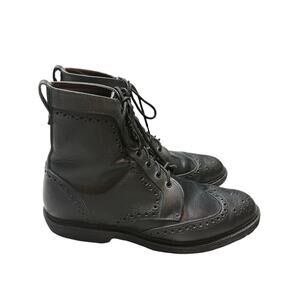 Allen Edmonds Dress Boots Men 13 Black Leather Long Branch Lace Up Wing Tip